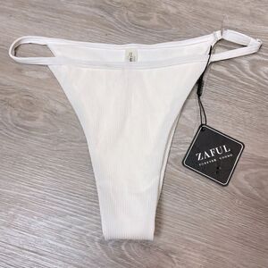 ZAFUL White Ribbed Bikini Bottom